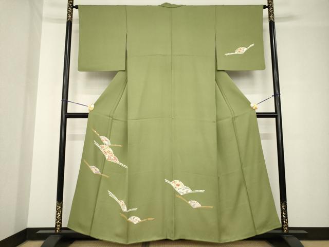 平和屋着物○訪問着 友禅 駒刺繍 雪輪花文 金彩 正絹 逸品 AABH4206ck
