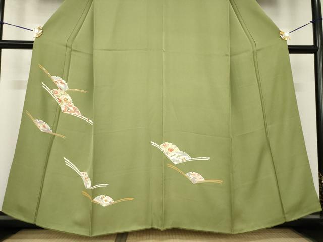 平和屋着物○訪問着 友禅 駒刺繍 雪輪花文 金彩 正絹 逸品 AABH4206ck