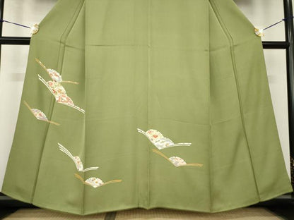 平和屋着物●訪問着　友禅　駒刺繍　雪輪花文　金彩　正絹　逸品　AABH4206ck