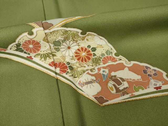 平和屋着物○訪問着 友禅 駒刺繍 雪輪花文 金彩 正絹 逸品 AABH4206ck