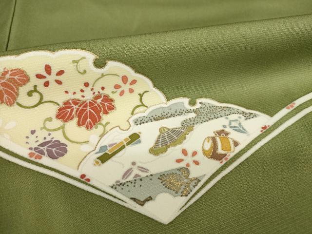 平和屋着物●訪問着　駒刺繍　雪輪花松文　金彩　正絹　逸品　CABB4345yc 平和屋着物○訪問着 友禅 駒刺繍 雪輪花文 金彩 正絹 逸品 AABH4206ck