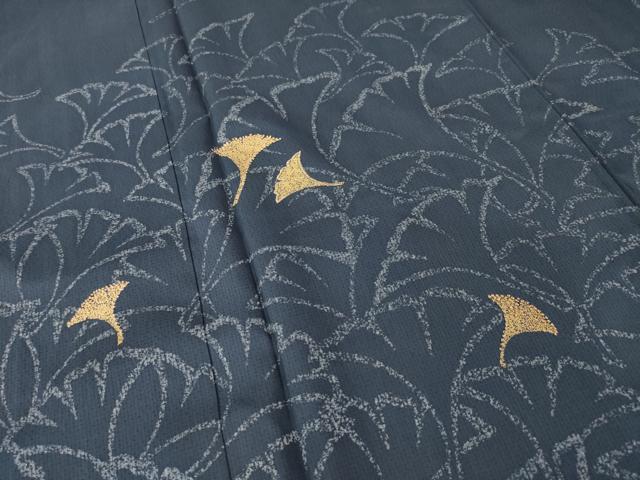平和屋着物●染色作家　林淳一　本場大島紬　染大島　訪問着　中国三大刺繍　相良刺繍　イチョウ　金彩　正絹　逸品　AABH4207ck