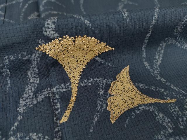平和屋着物●染色作家　林淳一　本場大島紬　染大島　訪問着　中国三大刺繍　相良刺繍　イチョウ　金彩　正絹　逸品　AABH4207ck