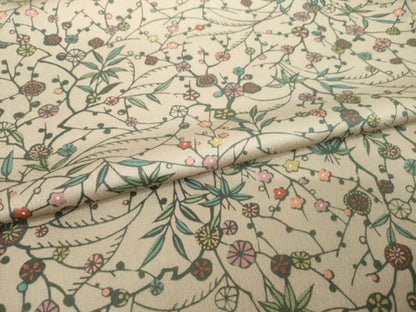 平和屋着物●上質な小紋　型染め　草花文　ロング丈　正絹　逸品　AABH4209ck