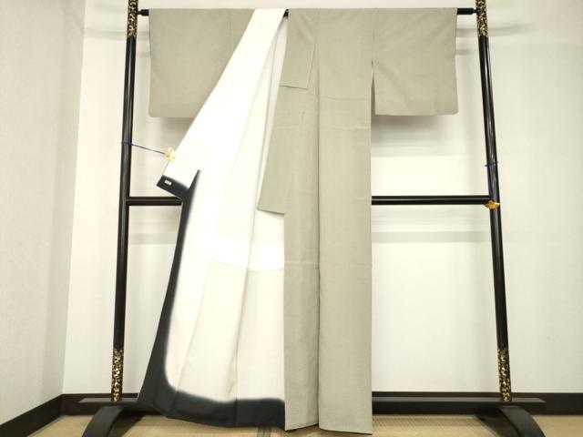平和屋着物●お召　格子　三越扱い　正絹　逸品　AABH4210ck