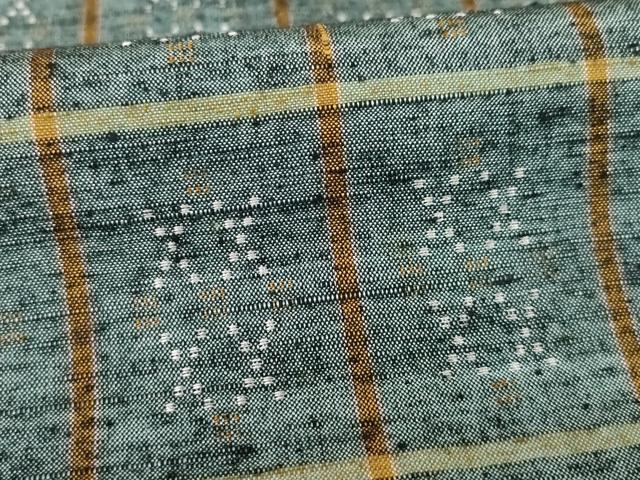 平和屋着物●花織　紬　格子　正絹　逸品　AABH4211ck