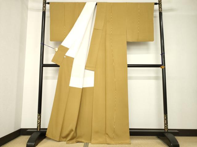 平和屋着物●上質な色無地　杢目地紋　桑茶色　　正絹　逸品　AABH4212ck 平和屋着物○上質な色無地 杢目地紋 桑茶色 正絹 逸品 AABH4212ck