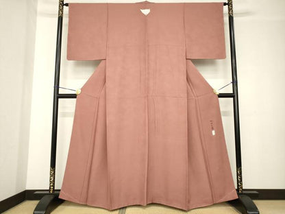 平和屋着物●本加賀友禅作家　押田正義　色無地　紗綾形地紋　蘇芳香色　高島屋扱い　正絹　逸品　未使用　AABH4213ck