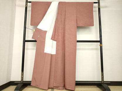 平和屋着物●本加賀友禅作家　押田正義　色無地　紗綾形地紋　蘇芳香色　高島屋扱い　正絹　逸品　未使用　AABH4213ck