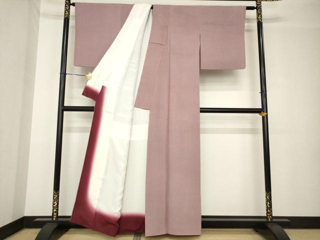 平和屋着物●伝統工芸士　廣瀬雄望　江戸小紋　万筋　白色×蘇芳色正絹　逸品　AABH4214ck 平和屋着物○伝統工芸士 廣瀬雄望 江戸小紋 万筋 白色×