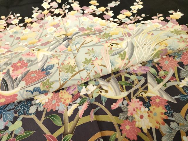 平和屋着物●豪華黒留袖　友禅　作家物　花鳥文　正絹　逸品　AABH4216ck
