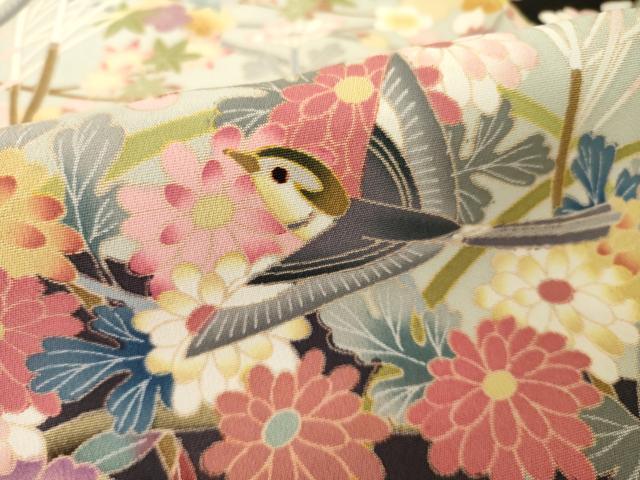 平和屋着物●豪華黒留袖　友禅　作家物　花鳥文　正絹　逸品　AABH4216ck 平和屋着物○豪華黒留袖 友禅 作家物 花鳥文 正絹 逸品 AABH4216ck