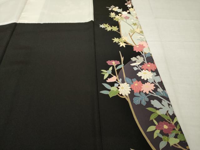 平和屋着物●豪華黒留袖　友禅　作家物　花鳥文　正絹　逸品　AABH4216ck 平和屋着物○豪華黒留袖 友禅 作家物 花鳥文 正絹 逸品 AABH4216ck