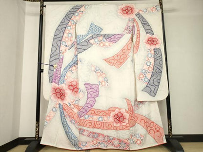 平和屋着物●豪華振袖　総絞り　鬘帯花文　正絹　逸品　AABH4218ck