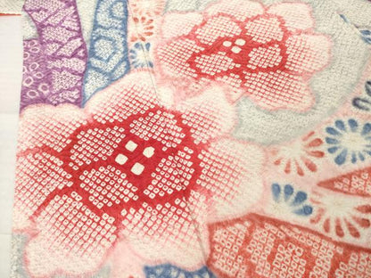 平和屋着物●豪華振袖　総絞り　鬘帯花文　正絹　逸品　AABH4218ck