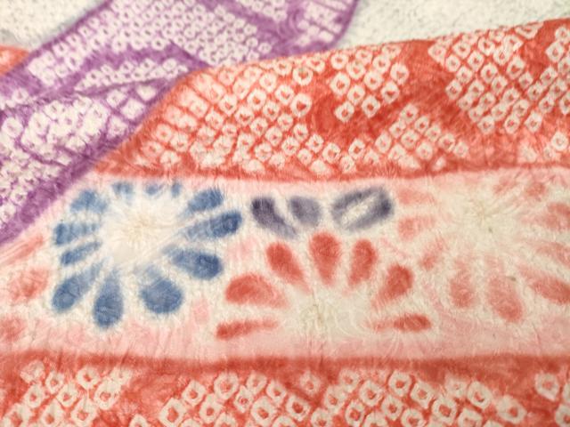 平和屋着物●豪華振袖　総絞り　鬘帯花文　正絹　逸品　AABH4218ck