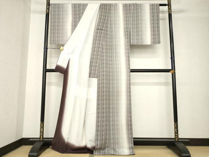 平和屋着物●上質な小紋　立涌間道　正絹　逸品　AABH4219ck