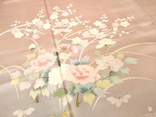 平和屋着物●訪問着　友禅　流水花文　暈し染め　金彩　　正絹　逸品　AABH4221ck