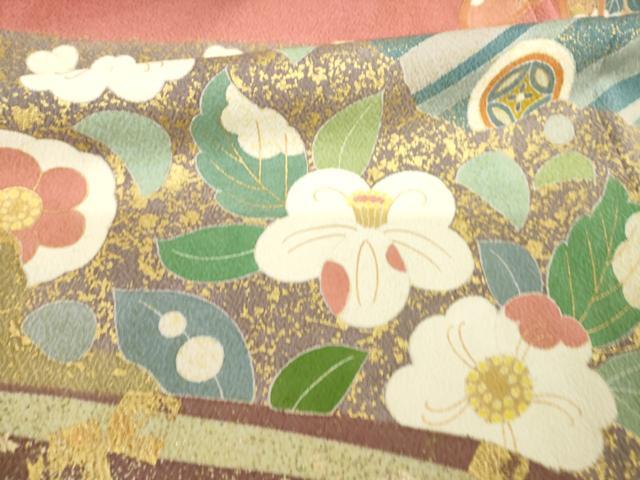 平和屋着物●豪華振袖　作家物　春峰　駒刺繍　松竹梅流水吉祥花文　金彩　正絹　逸品　AABH4222ck