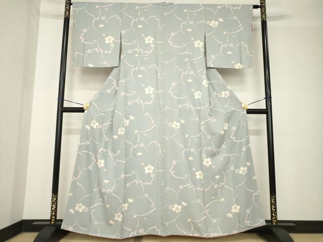 平和屋着物●上質な小紋　舞桜　正絹　逸品　未使用　AABH4223ck