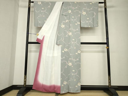 平和屋着物●上質な小紋　舞桜　正絹　逸品　未使用　AABH4223ck