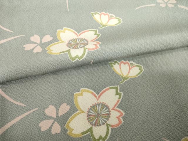 平和屋着物●上質な小紋　舞桜　正絹　逸品　未使用　AABH4223ck