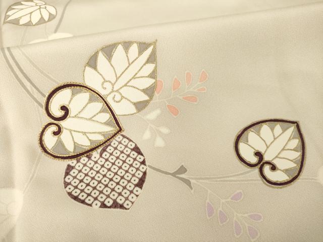 平和屋着物●訪問着　駒刺繍　双葉葵　金彩　正絹　逸品　AABH4224ck
