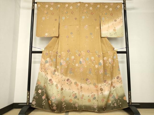 平和屋着物●訪問着　枝垂れ花文　暈し染　金彩　正絹　逸品　AABH4226ck 平和屋着物○訪問着 枝垂れ花文 暈し染 金彩 正絹 逸品 AABH4226ck