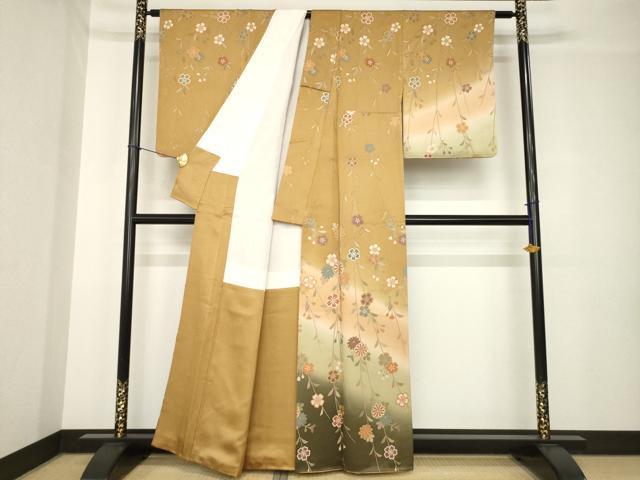 平和屋着物●訪問着　枝垂れ花文　暈し染　金彩　正絹　逸品　AABH4226ck
