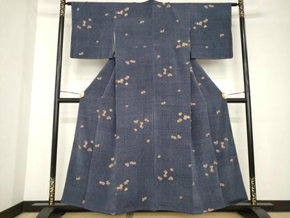 平和屋着物●上質な小紋　成物　ピーマン　正絹　逸品　AABH4227ck