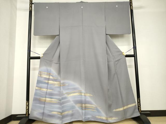 平和屋着物●豪華色留袖　駒刺繍　遠山霞文　金彩　正絹　逸品　AABH4231ck