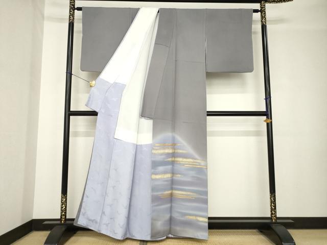 平和屋着物●豪華色留袖　駒刺繍　遠山霞文　金彩　正絹　逸品　AABH4231ck