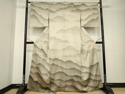 平和屋着物●訪問着　作家物　遠山文　正絹　逸品　AABH4232ck