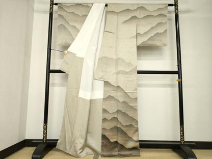 平和屋着物●訪問着　作家物　遠山文　正絹　逸品　AABH4232ck