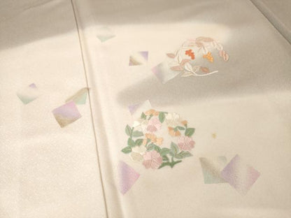平和屋着物●訪問着　刺繍　箔散らし花丸文　暈し染　正絹　逸品　AABH4233ck