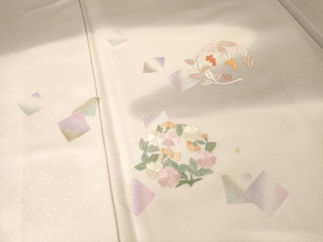 平和屋着物●訪問着　刺繍　箔散らし花丸文　暈し染　正絹　逸品　AABH4233ck