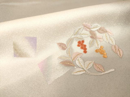 平和屋着物●訪問着　刺繍　箔散らし花丸文　暈し染　正絹　逸品　AABH4233ck