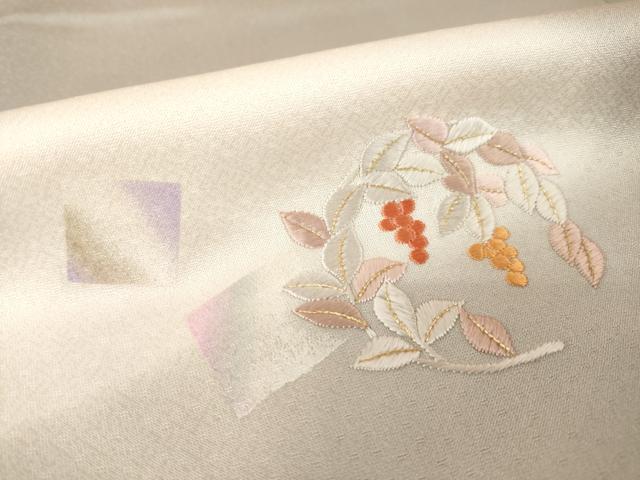 平和屋着物●訪問着　刺繍　箔散らし花丸文　暈し染　正絹　逸品　AABH4233ck