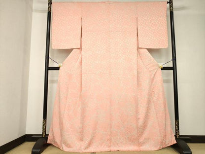 平和屋着物●上質な小紋　総絞り　楓　梅　正絹　逸品　AABH4234ck