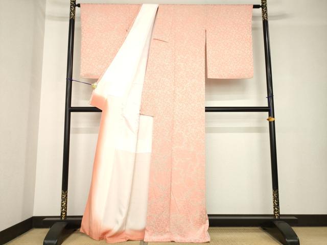 平和屋着物●上質な小紋　総絞り　楓　梅　正絹　逸品　AABH4234ck