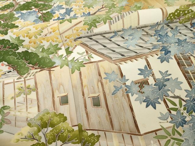 平和屋着物●本加賀友禅作家　柿本市郎　黒留袖　風景文　正絹　逸品　AABH4235ck