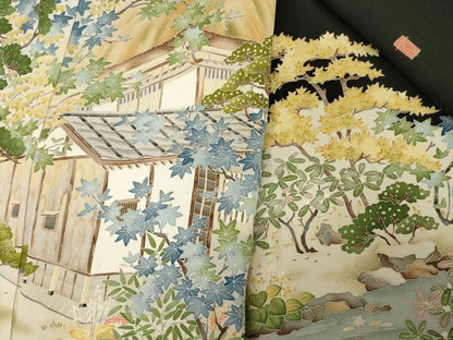 平和屋着物●本加賀友禅作家　柿本市郎　黒留袖　風景文　正絹　逸品　AABH4235ck