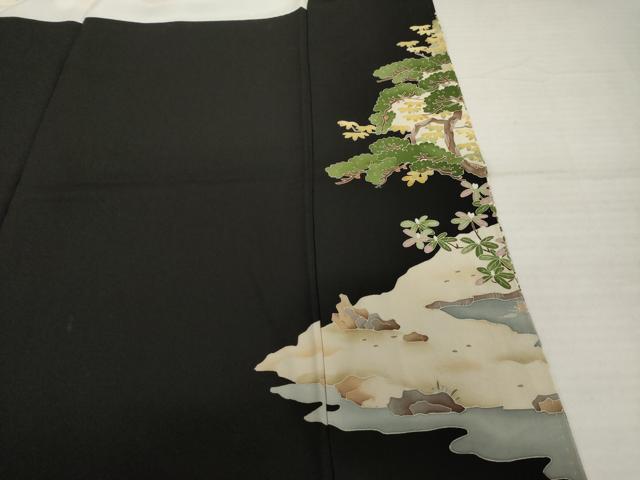 平和屋着物●本加賀友禅作家　柿本市郎　黒留袖　風景文　正絹　逸品　AABH4235ck