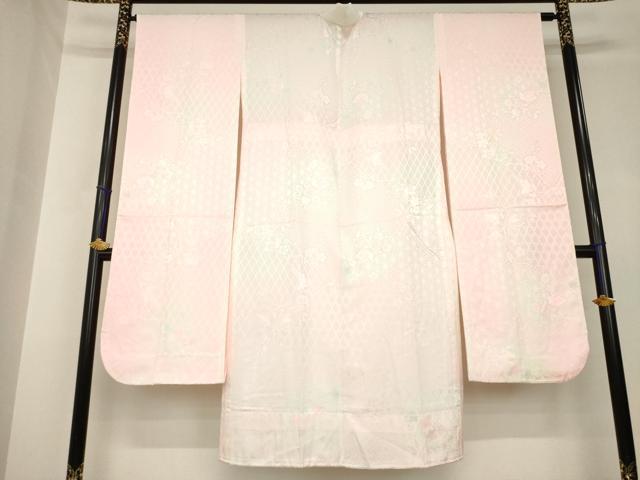 平和屋着物●振袖用長襦袢　無双仕立て　花蝶地紋　暈し染　正絹　逸品　AABH4236ck 平和屋着物○振袖用長襦袢 無双仕立て 花蝶地紋 暈し染 正絹