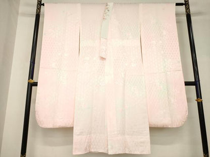 平和屋着物●振袖用長襦袢　無双仕立て　花蝶地紋　暈し染　正絹　逸品　AABH4236ck
