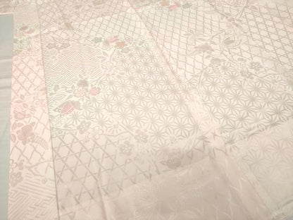 平和屋着物●振袖用長襦袢　無双仕立て　花蝶地紋　暈し染　正絹　逸品　AABH4236ck