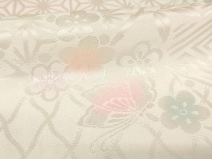 平和屋着物●振袖用長襦袢　無双仕立て　花蝶地紋　暈し染　正絹　逸品　AABH4236ck