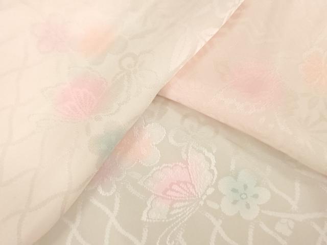 平和屋着物●振袖用長襦袢　無双仕立て　花蝶地紋　暈し染　正絹　逸品　AABH4236ck 平和屋着物○振袖用長襦袢 無双仕立て 花蝶地紋 暈し染 正絹