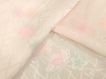 平和屋着物●振袖用長襦袢　無双仕立て　花蝶地紋　暈し染　正絹　逸品　AABH4236ck