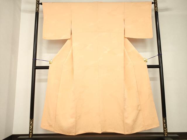 平和屋着物●上質な色無地　雲重ね文　深支子色　正絹　逸品　AABH4238ck